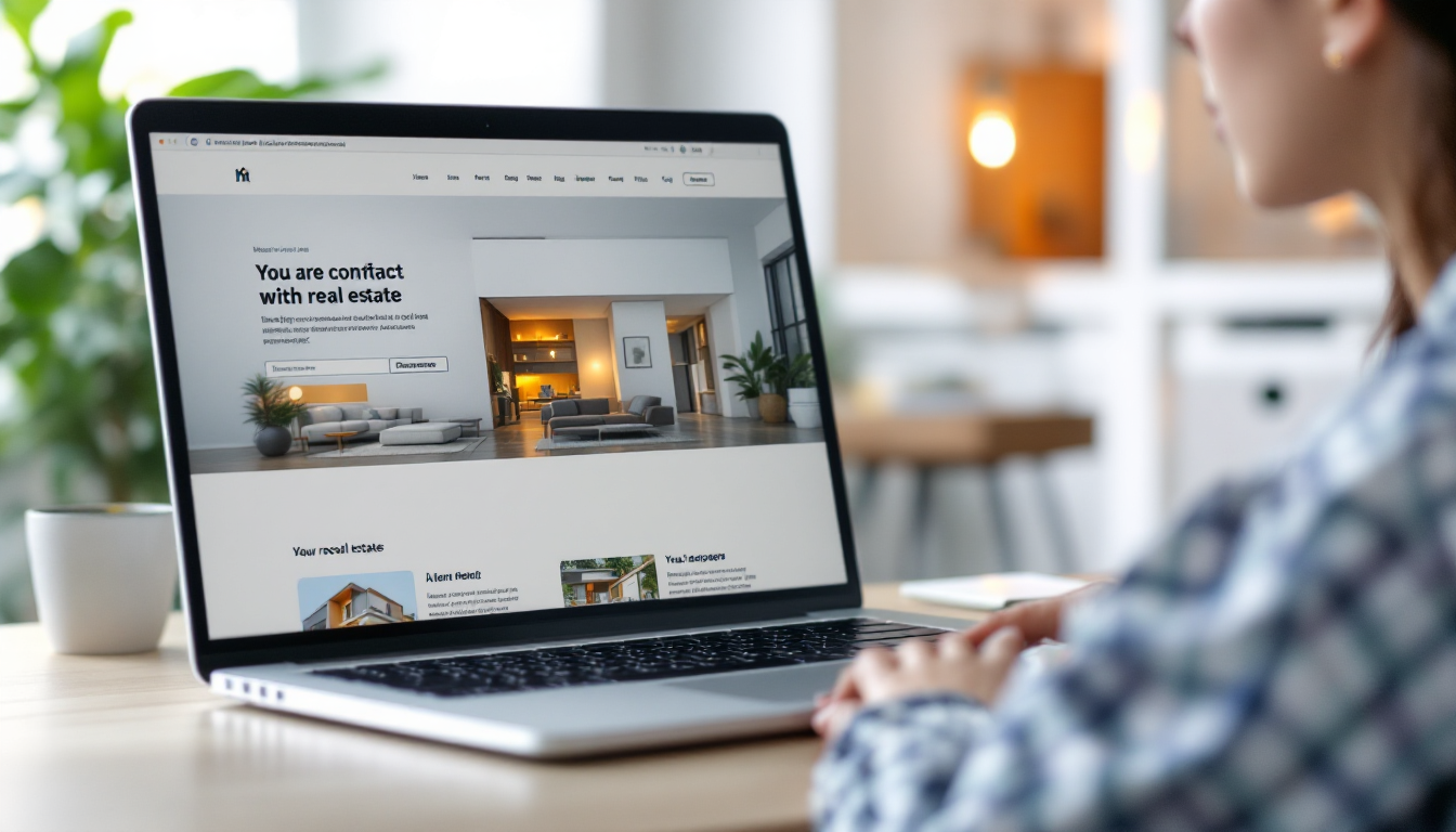 부동산 웹사이트를 보고 있는 여성
