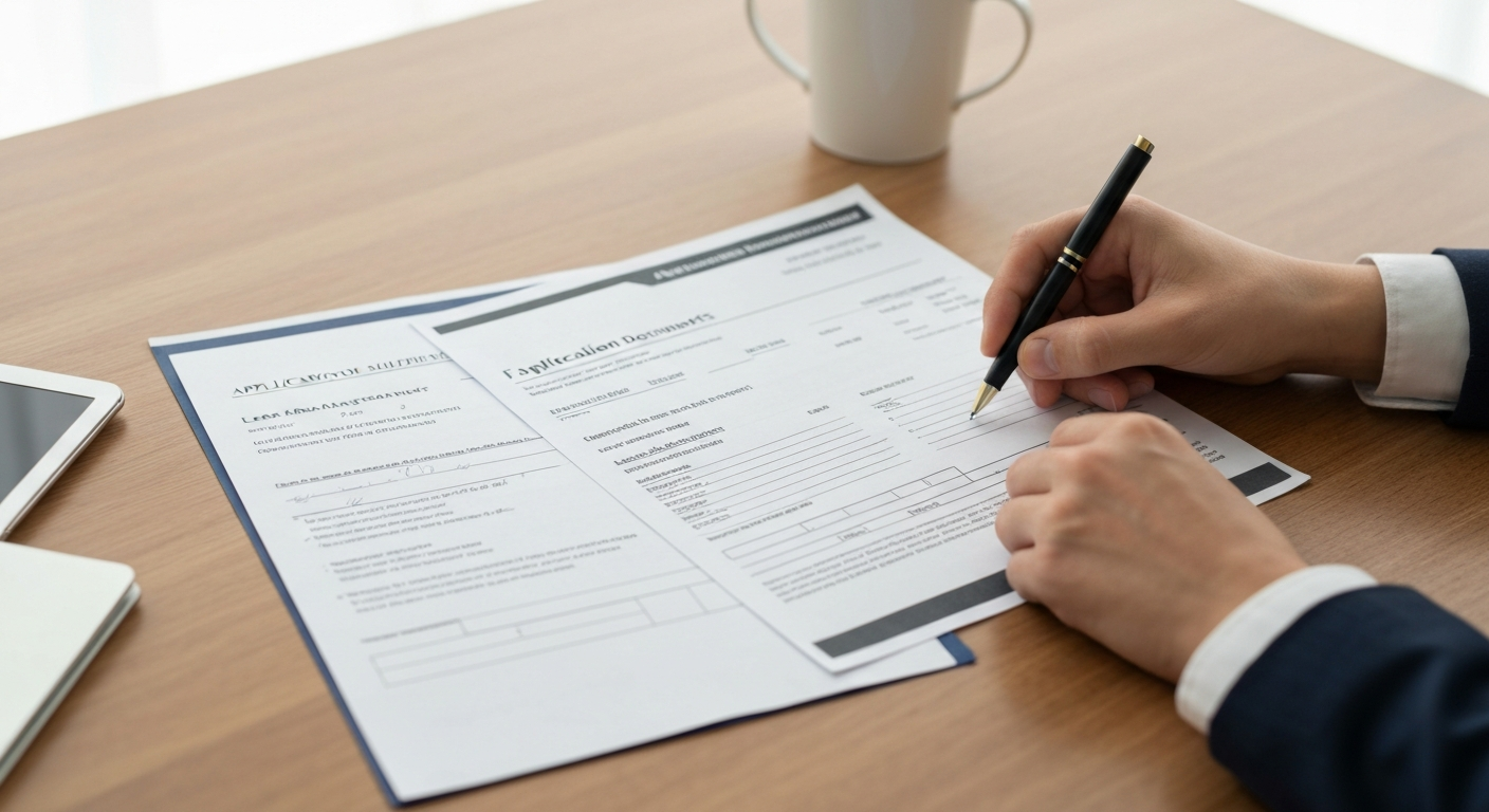 월세 지원 신청에 필요한 임대차 계약서, 통장 사본 등 서류들이 깔끔하게 정리된 모습.